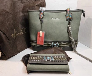 Montana West Concho Collection Concealed Carry Western Tote Purse Bag & Wallet - Picture 1 of 16