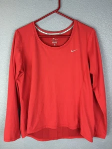 Nike Dri-FIT Running Shirt XL Manica Lunga Rosso Riflettente Traspirante Top Atletico - Foto 1 di 12