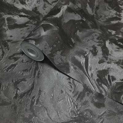 Shimmer charcoal dark gray taupe black faux silk fabric textured Wallpaper rolls - Image 1 of 4