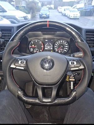  VW GOLF MK7 Transporter CARBON   STEERING WHEEL Caddy T6 Crafter RED  & MORE - Image 1 of 4