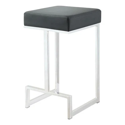 Gervase Square Counter Height Stool Black and Chrome - Image 1 of 4