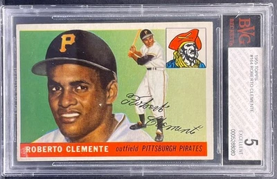 Tarjeta de novato 1955 Topps Roberto Clemente #164 Piratas Salón de la fama RC BVG 5 EX VIBRANTE CLR Foto 1 de 2