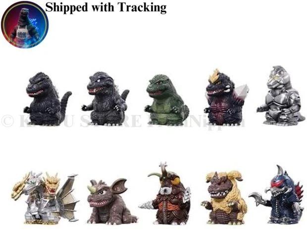 Godzilla Sofubi Puppet Mascot Vol.3 Full Set of 10 Figures by Ensky Boxed Japan - Image 1 of 1