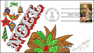 Scott 2026 20 Cents Madonna & Child Bernard Goldberg Hand Painted FDC 11 Of 100 - Image 1 of 2