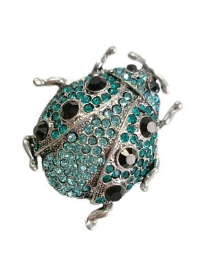  großer Ring XXXL größer Käfer Gummizug Strass Blau Modeschmuck - Bild 1 von 3