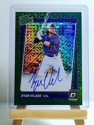 Ryan Vilade 2021 Donruss Optic Rated Prospect Green Mojo Auto 35/99 Rockies - Image 1 of 2
