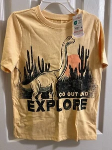 Boys, Short Sleeves, Yellow, Size 5, New, Dinosaur, Explore - Picture 1 of 2