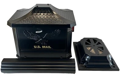 Architectural Mailbox Pedestal Locking Large Black Mailbox& Post Combo PED00BAM - Image 1 of 4