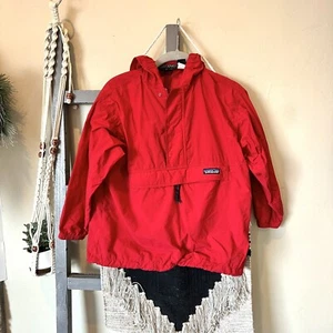 VTG MADE IN USA PATAGONIA RED ANORACK HOODED PULLOVER WINDBREAKER KIDS Sz 8 #18 - Picture 1 of 6