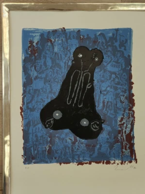 Immendorff, Originalserigrafie handsigniert mit Bleistift mit Blattgoldrahmen - Bild 1 von 4