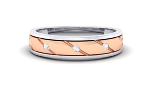 0,19 Cts Runde Brilliant Cut Diamanten Unisex Hochzeit Band Ring In 750 18K Gold - Bild 1 von 4