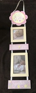 MALDEN 2 CUADROS BEBÉ NIÑA REGALO DUCHA MARCO COLGANTE FLORES ROSA BX32 - Imagen 1 de 4