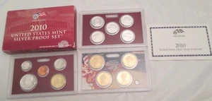 2010 Silver Proof Set U.S. Mint Box and COA 14 coins 5 Am The Beautiful Quarters - Picture 1 of 5