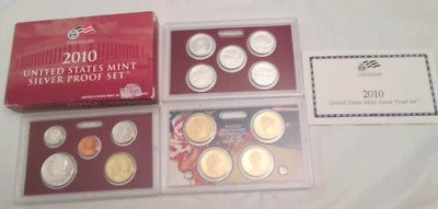 2010 Silver Proof Set U.S. Mint Box and COA 14 coins 5 Am The Beautiful Quarters - Image 1 of 4
