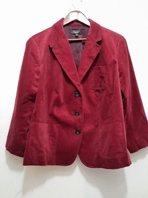 New Talbots Womens Corduroy Classic Preppy Career Sz 18 Petite  Blazer Burgundy - Image 1 of 4