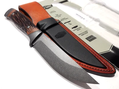 Schrade Old Timer Frontier Brown Luxewood Handles Fixed Blade Knife 131otf - Image 1 of 4