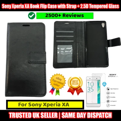 Sony Xperia XA Libro Estuche Abatible con Correa + Vidrio Templado 2.5D Foto 1 de 4