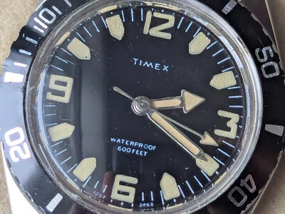 Винтажный 1968 Timex '1257' Все SS Дайверский с Ободком обратного отсчета, M24 Mvmt ТОЛЬКО НА ЗАПЧАСТИ - Изображение 1 из 4