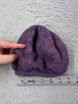 Anna Maggio Beanie Toque Youth Toddler Purple Hand Knit By Aunt Cat 100% Wool - Image 1 of 4