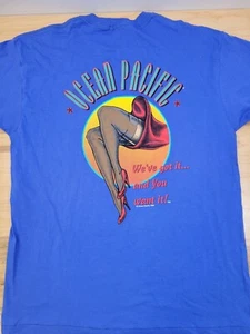 Camiseta gráfica azul L Ocean Pacific OP para hombre puntada única vintage años 90 surf nueva con etiquetas  - Imagen 1 de 9