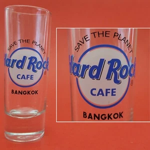 Hard Rock Cafe Bangkok Save the Planet Shot Glass. Blue & White Logo. Black Text - Picture 1 of 6