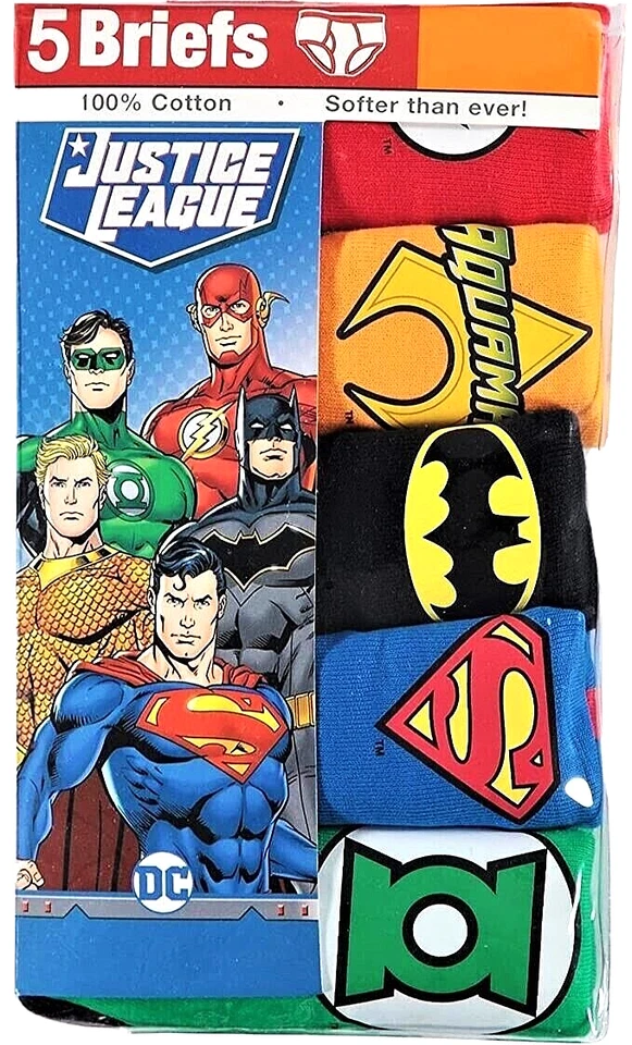 Justice League Boy Size 6 Briefs Underwear 4 Pack DC Batman Superman 100 Cotton