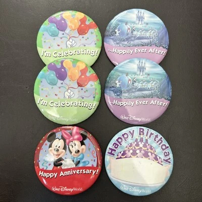Set 6 WDW 3" Botón Pin ANIVERSARIO CELEBRANDO FELIZ PARA SIEMPRE DESPUÉS DE CUMPLEAÑOS Foto 1 de 2