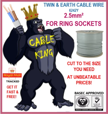 PRYSMIAN & TRADEFIX TWIN & EARTH Electric Sockets Cable Wire 2.5mm 6242Y FAST FREE DELIVERY