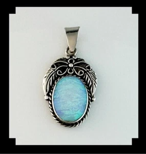 Handcrafted Sterling and White Opalite Pendant - Picture 1 of 5