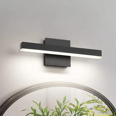 Luminária de banheiro LED moderna barra de luz de banheiro 15,75 polegadas parede preta - Imagem 1 de 4
