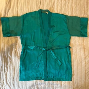 Accappatoio vintage Victorias Secret etichetta oro donna taglia unica kimono raso verde anni 90 - Foto 1 di 10