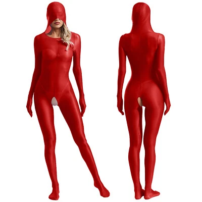 Trajes corporales transparentes transparentes brillantes al aceite para mujer calzas suaves calzas con patas Foto 1 de 4