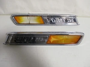 68-72 Ford F250 Left & Right Side Chrome Hood Emblem Symbol Logo Light Reflector - Foto 1 di 12