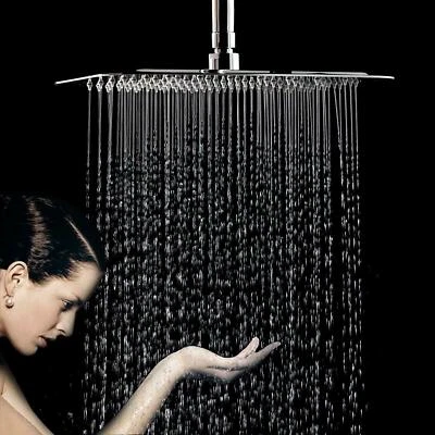 300mm Large Square Shower Head 12'' Bath Waterfall Rainfall Overhead Set Chrome