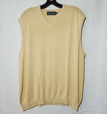 Chaleco Paul Frederick 100 % seda para hombre XXLT amarillo sin mangas cuello en V pulóver  Foto 1 de 4