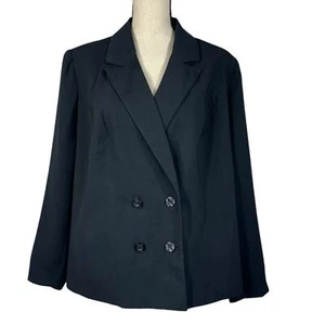 Jessica London SZ 16 Blazer Jacket Button-Up V-Neck Lined Long Sleeve Black - Picture 1 of 9