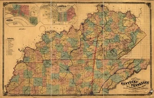 A4 Reprint of American Cities Towns States Map Kentucky Tennessee - Picture 1 of 1