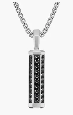 Colgante hexagonal David Yurman para hombre en plata de ley con diamantes negros sin cadena Foto 1 de 4