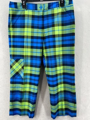 Pantalones de golf Lilly Pulitzer para mujer talla 12 azul y verde a cuadros de algodón de nailon Foto 1 de 4