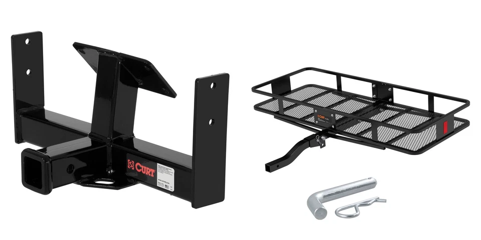 CURT Trailer Hitch + Cargo Carrier Basket Folding for 2002-08 Mercedes-Benz G500 Foto 1 de 4