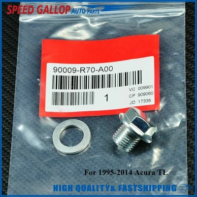 Tapón de perno de drenaje del cárter de aceite del motor Acura TL 1995-2014 con arandela 90009-R70-A00 Foto 1 de 4
