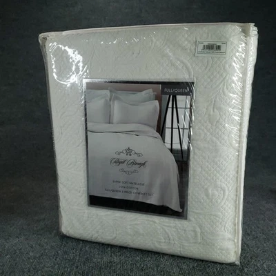 Juego de cubrecobertor Royal Borough Queen blanco 2 piezas matelasse 100 % algodón Oeko-Tex Foto 1 de 4