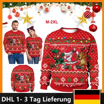 Mädchen Weihnachten Frauen Neuheit Pullover Rudolph Männer Weihnachten Tops DE~ - Bild 1 von 4
