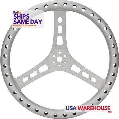 Quickcar 68-005, One Natural Aluminum 15In Steering Wheel L/W Aluminum Raw Perfo - Image 1 of 4