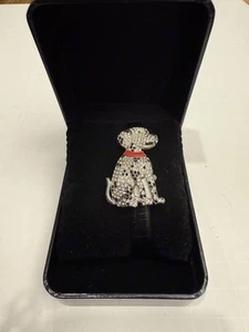 Klatschkristalle Glitzer Dalmatiner Welpe Hund UHR schwarzes Lederband neu im Karton - Bild 1 von 6