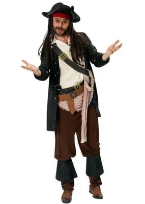 RUBIE'S Rubies Jack Sparrow Pirates Of The Caribbean Fancy Dress Costume Standard 38-42"
