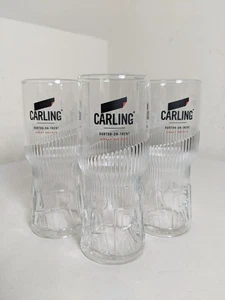 3x Carling Half Pint Glasses Nucleated New - Picture 1 of 5