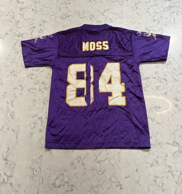 Camiseta de colección Reebok Randy Moss #84 Minnesota Vikings NFL juvenil pequeña púrpura Foto 1 de 4