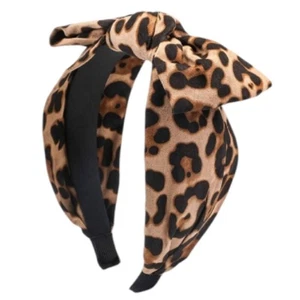Diadema de leopardo nueva diadema de pelo de nudo ancho para niñas retro estampado animal - Imagen 1 de 3