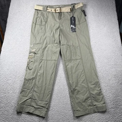 Pantalones Style & Co Mujer 18 Verde Convertible Bordado Pierna Ancha Cinturón Nuevo con Etiquetas Foto 1 de 4